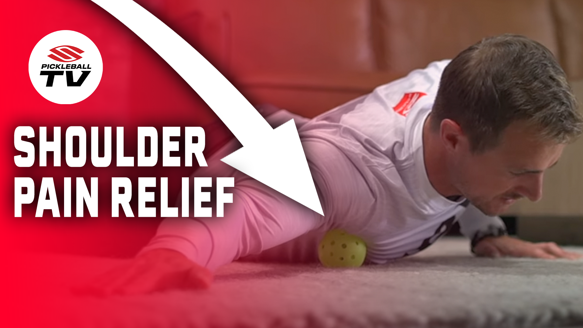 Using a pickleball to relieve shoulder pain