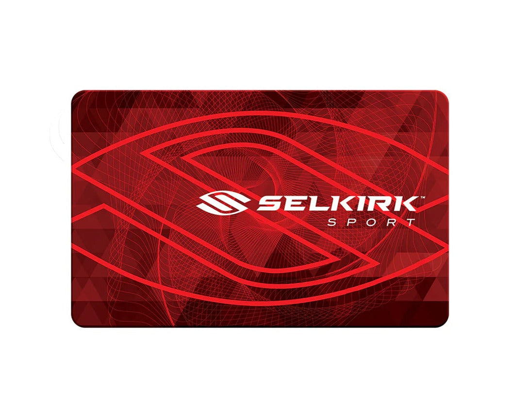 Red digital gift card featuring Selkirk Sport logo