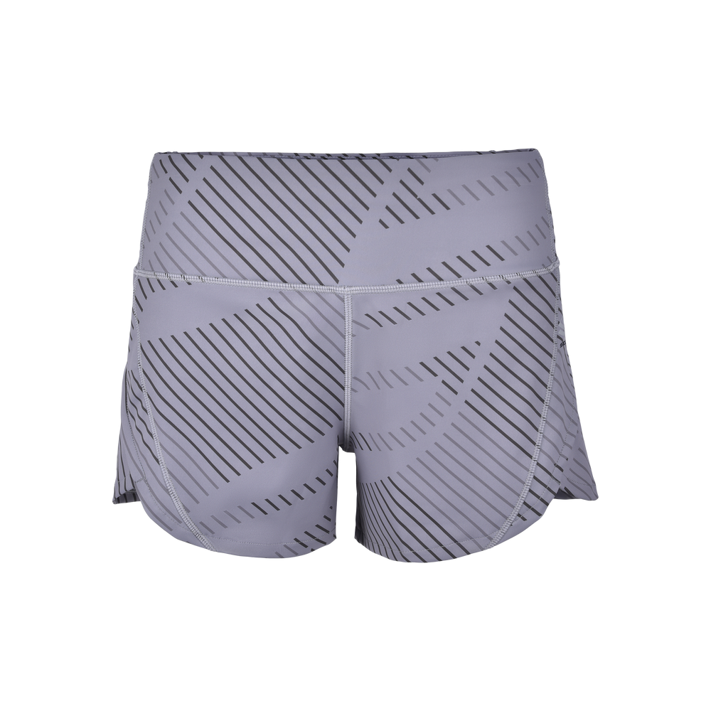 Front view of Selkirk pickleball Pro Line Women's High Waist Short with diagonal stripes in light gray.