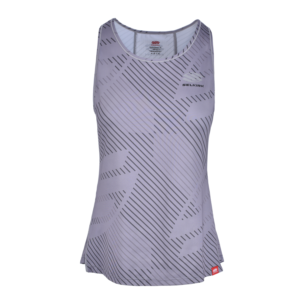 Selkirk Pro Line Women's Sleeveless Tank Top in light purple with diagonal stripes.