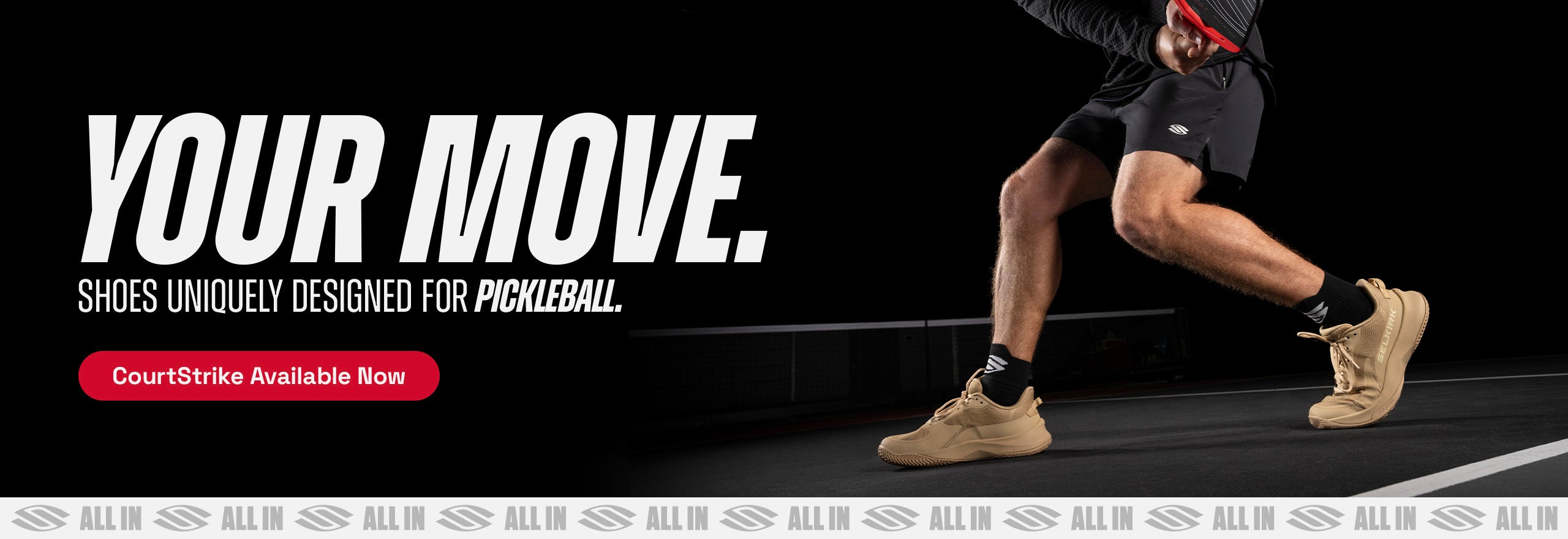 Selkirk pickleball shoes editorial banner.