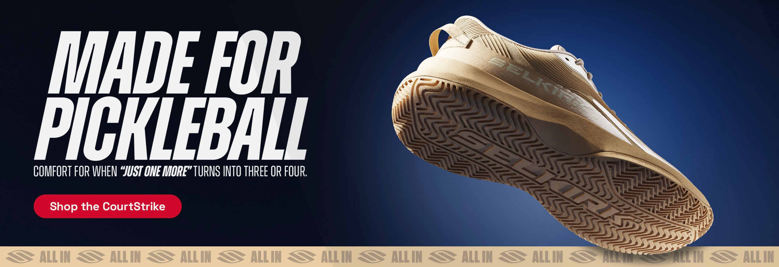 Selkirk pickleball shoes editorial banner.