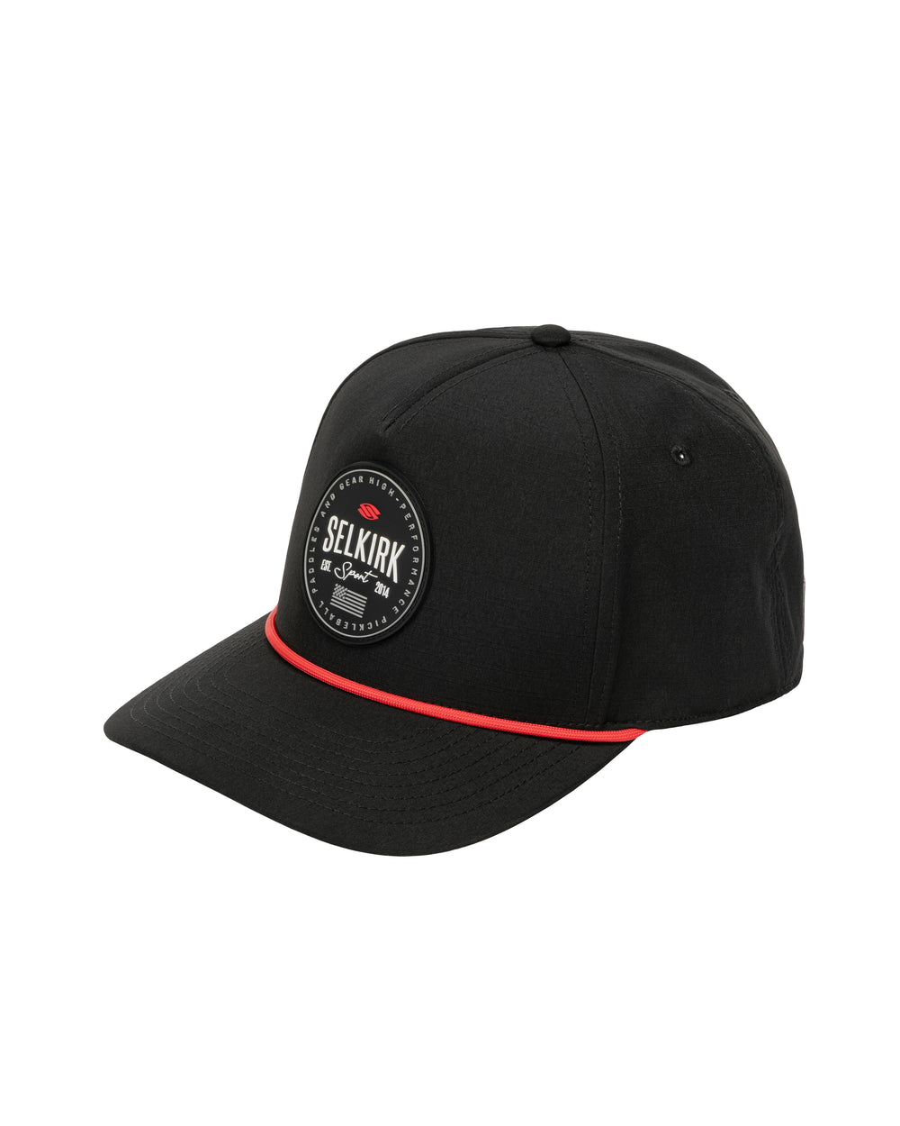 Selkirk Sport Pickleball Club Rope Hat in black with a logo and red rope detail