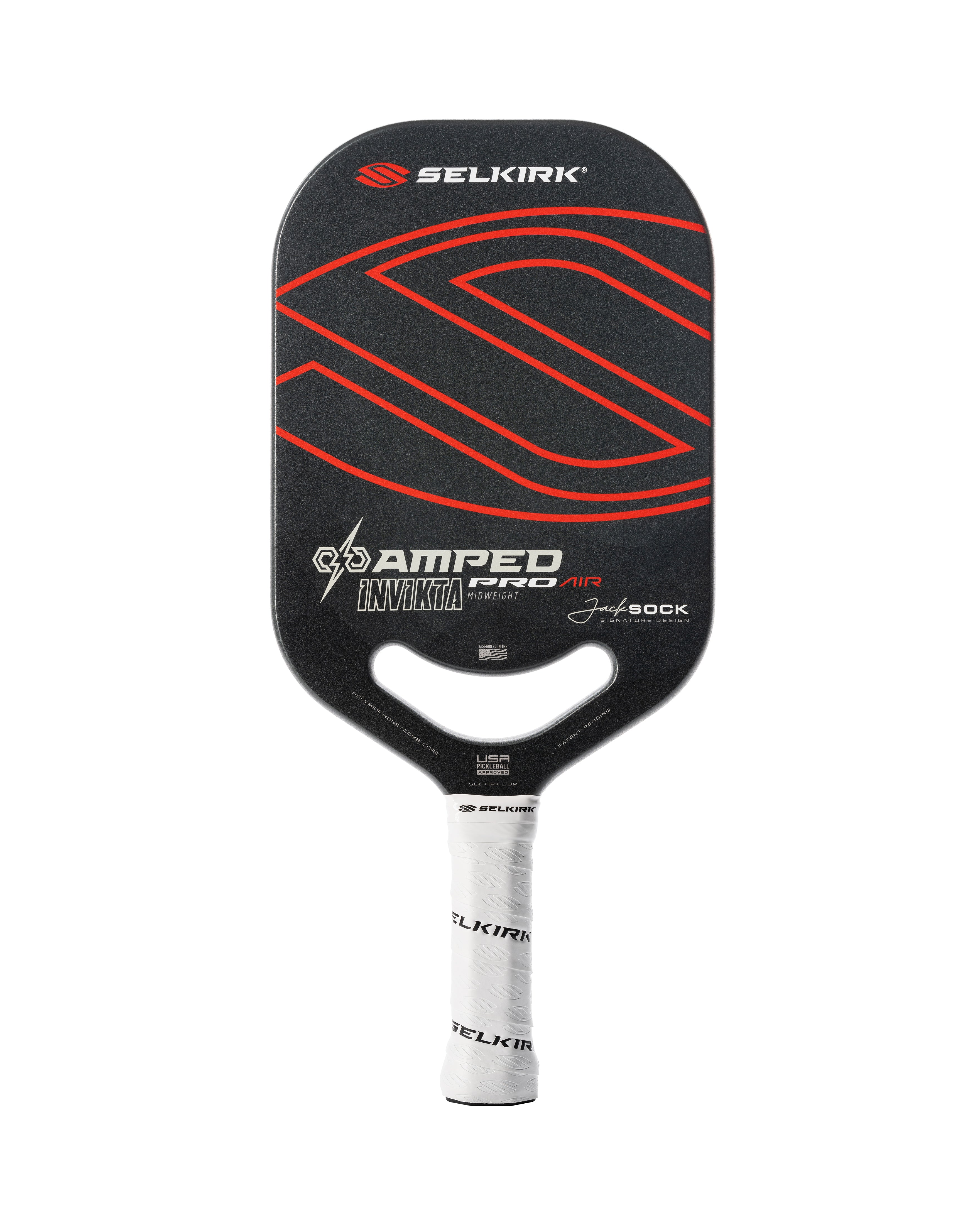 Introducing the Selkirk AMPED Pro Air Invikta Pickleball Paddle, with a blend of power and control. The AMPED Pro Air Invikta paddle from Selkirk Sport comes in red, purple, green, blue, and silver.