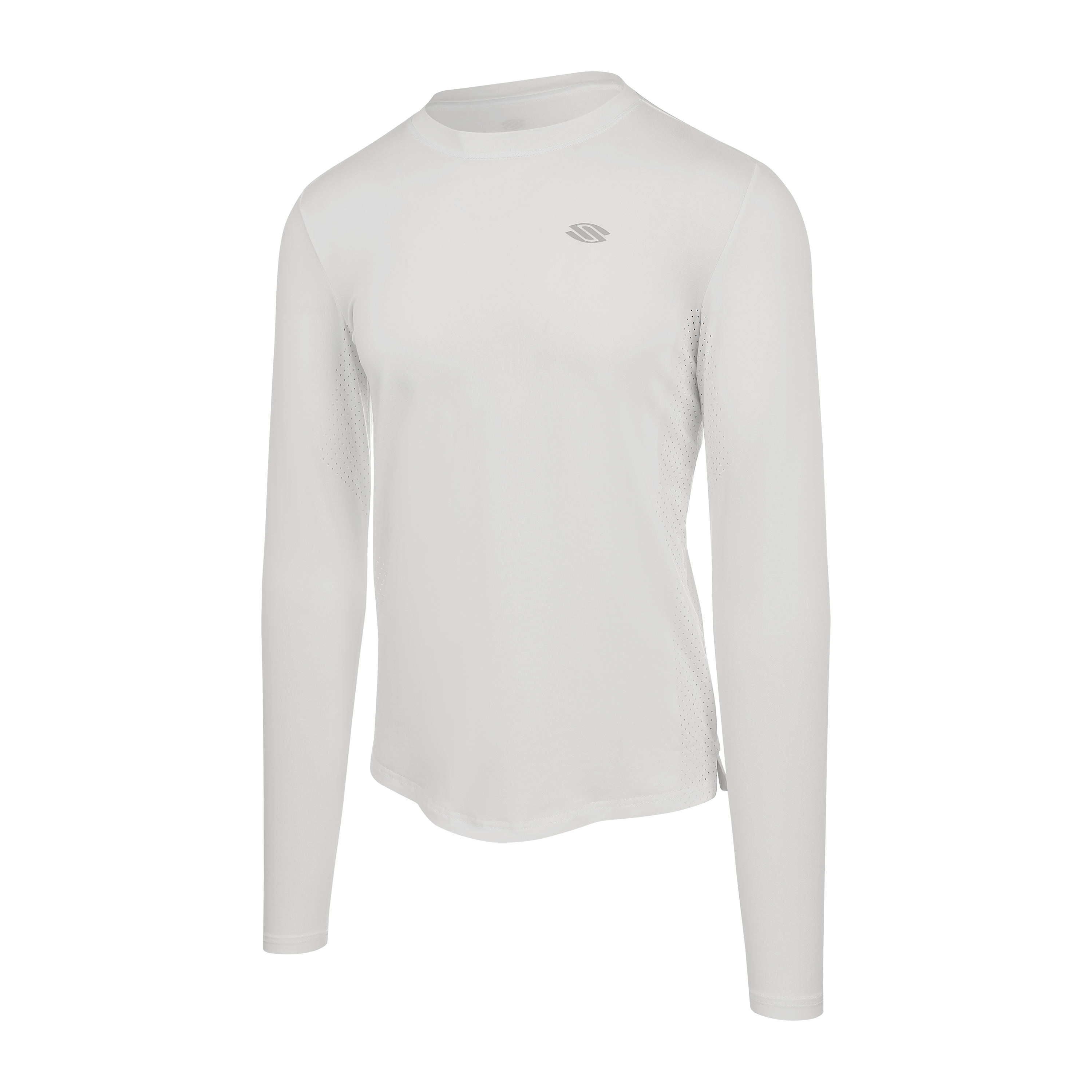 Selkirk pickleball men's long-sleeve shirt in black, grey, and white.