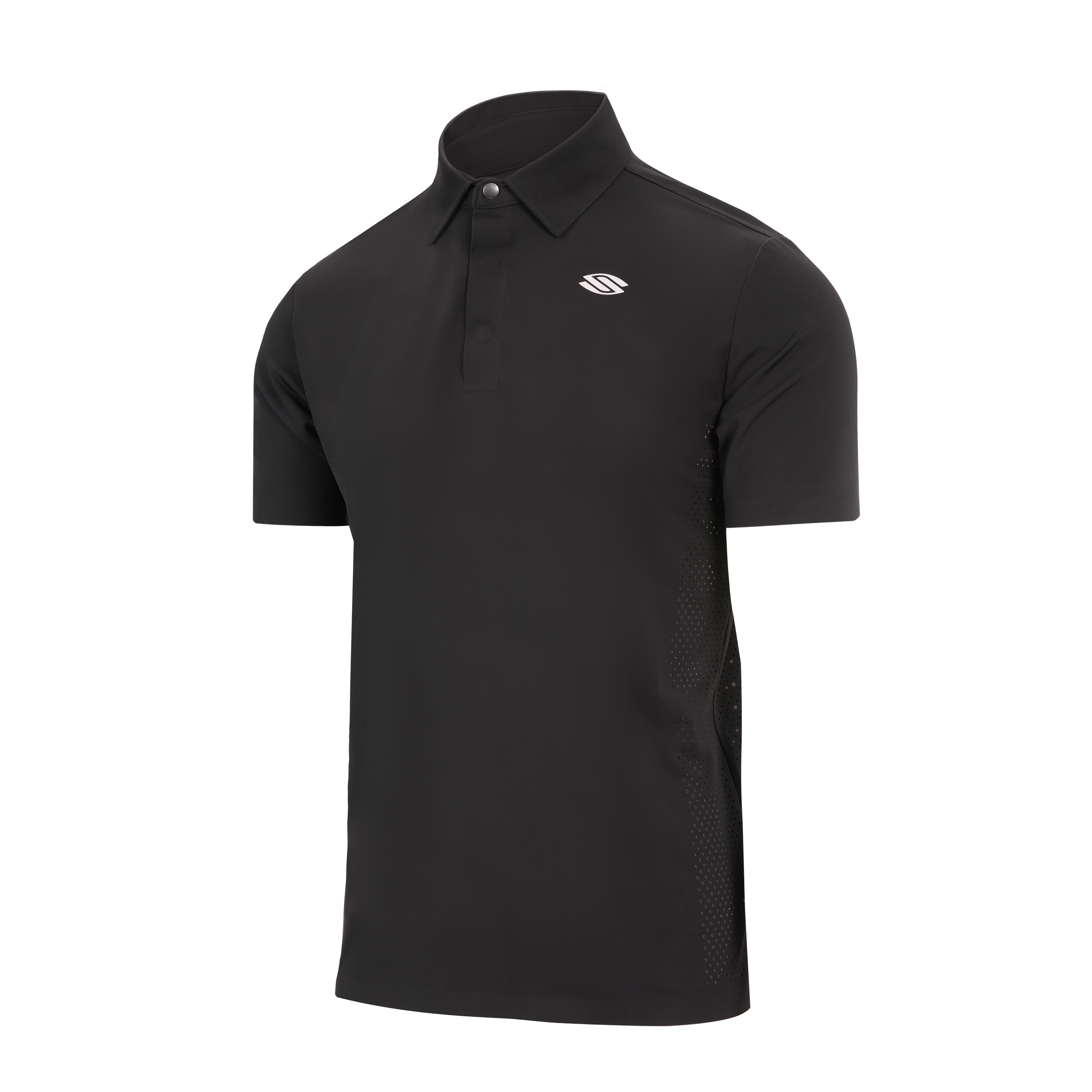 Selkirk pickleball men's polo shirt, available in black, white, blue, tan, and grey.