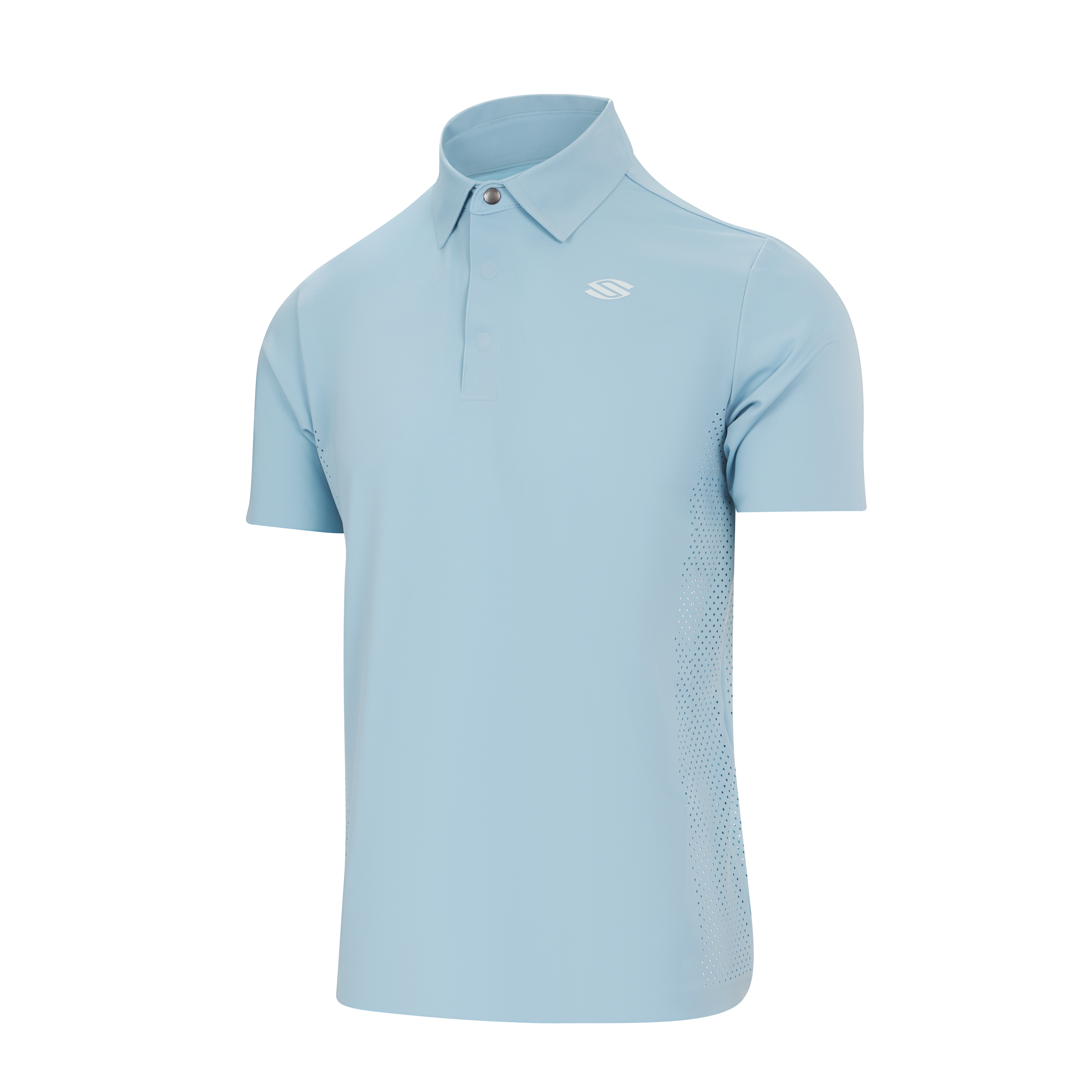 Selkirk pickleball men's polo shirt, available in black, white, blue, tan, and grey.