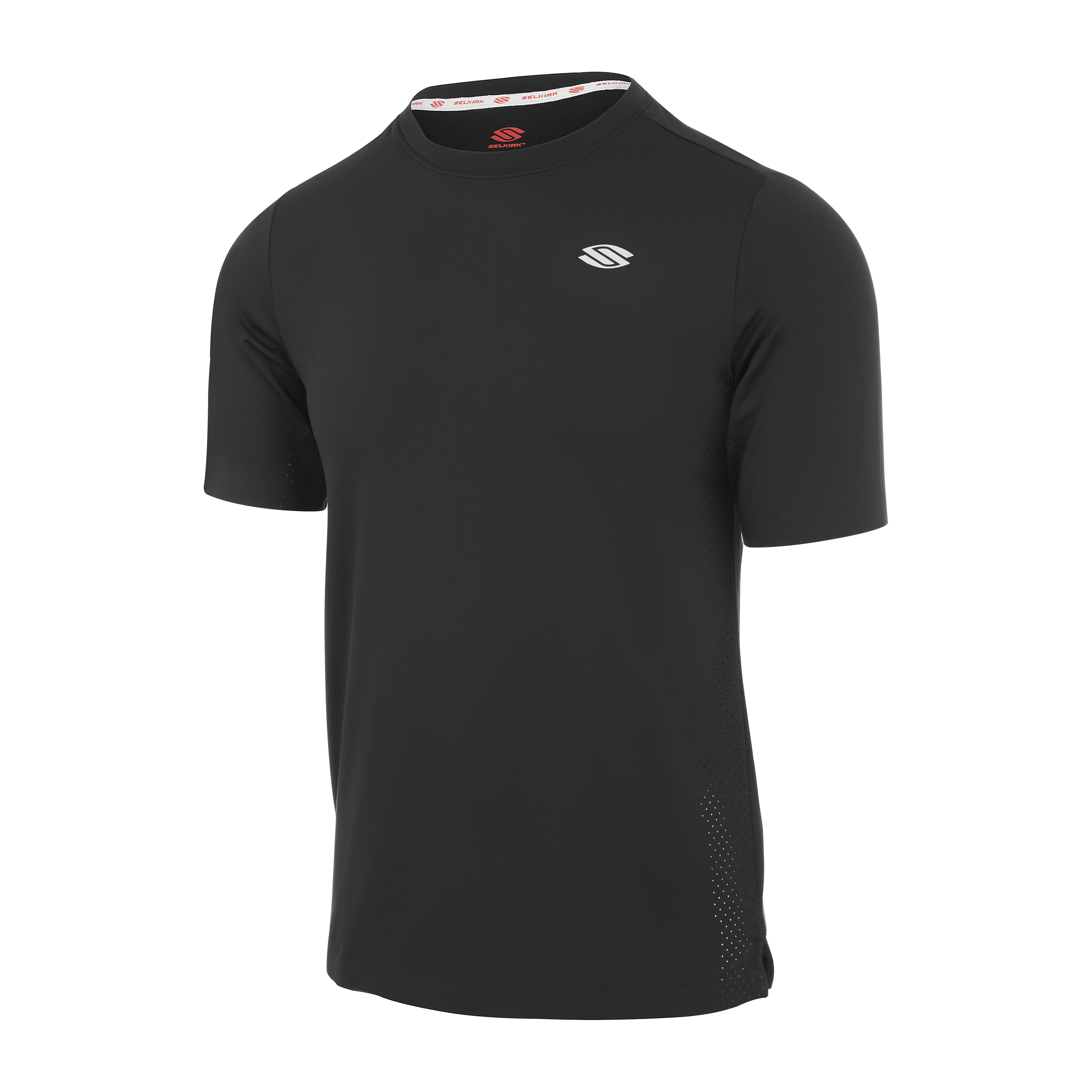 Selkirk pickleball men's Pro Line tee shirt in black, blue, tan, grey, and white.