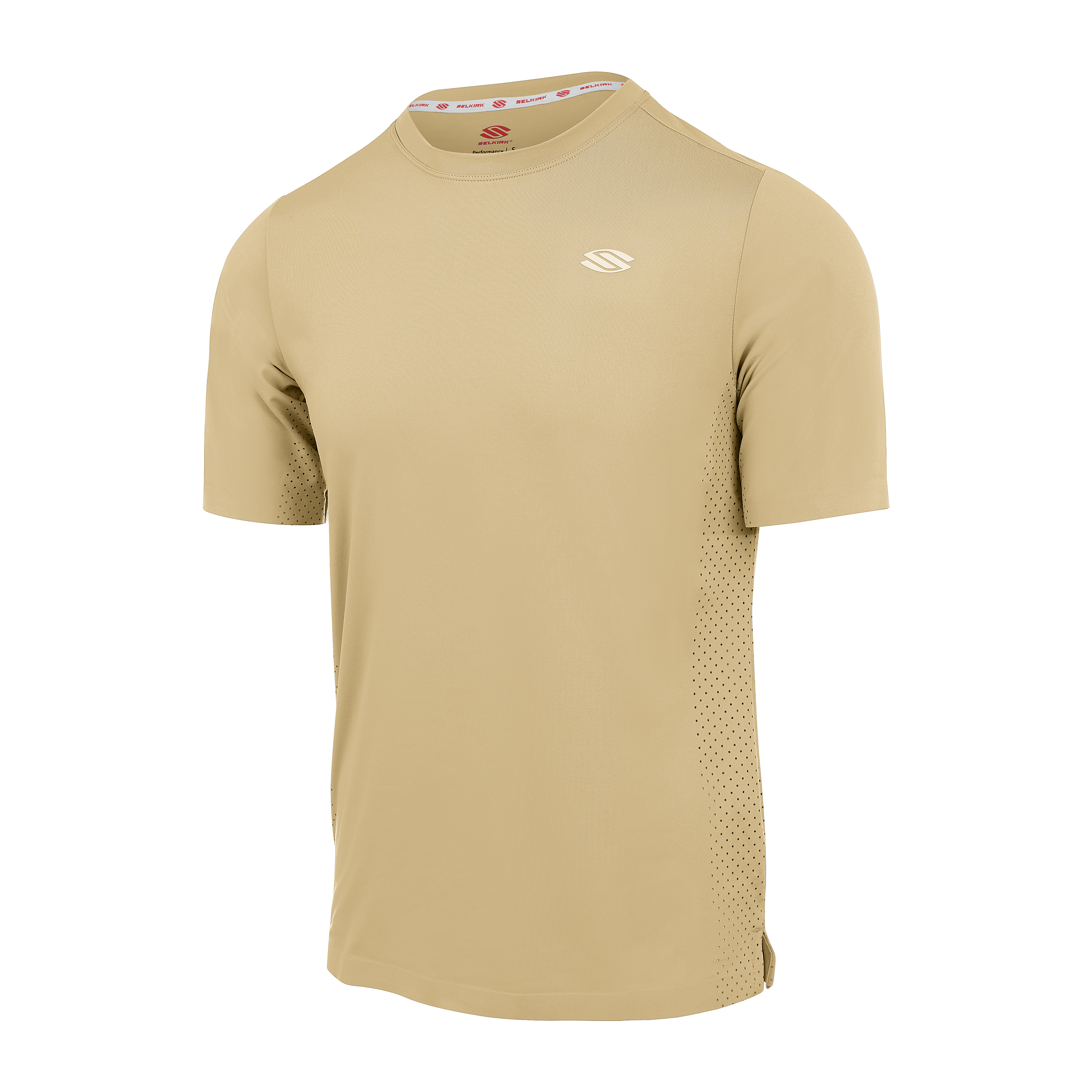 Selkirk pickleball men's Pro Line tee shirt in black, blue, tan, grey, and white.