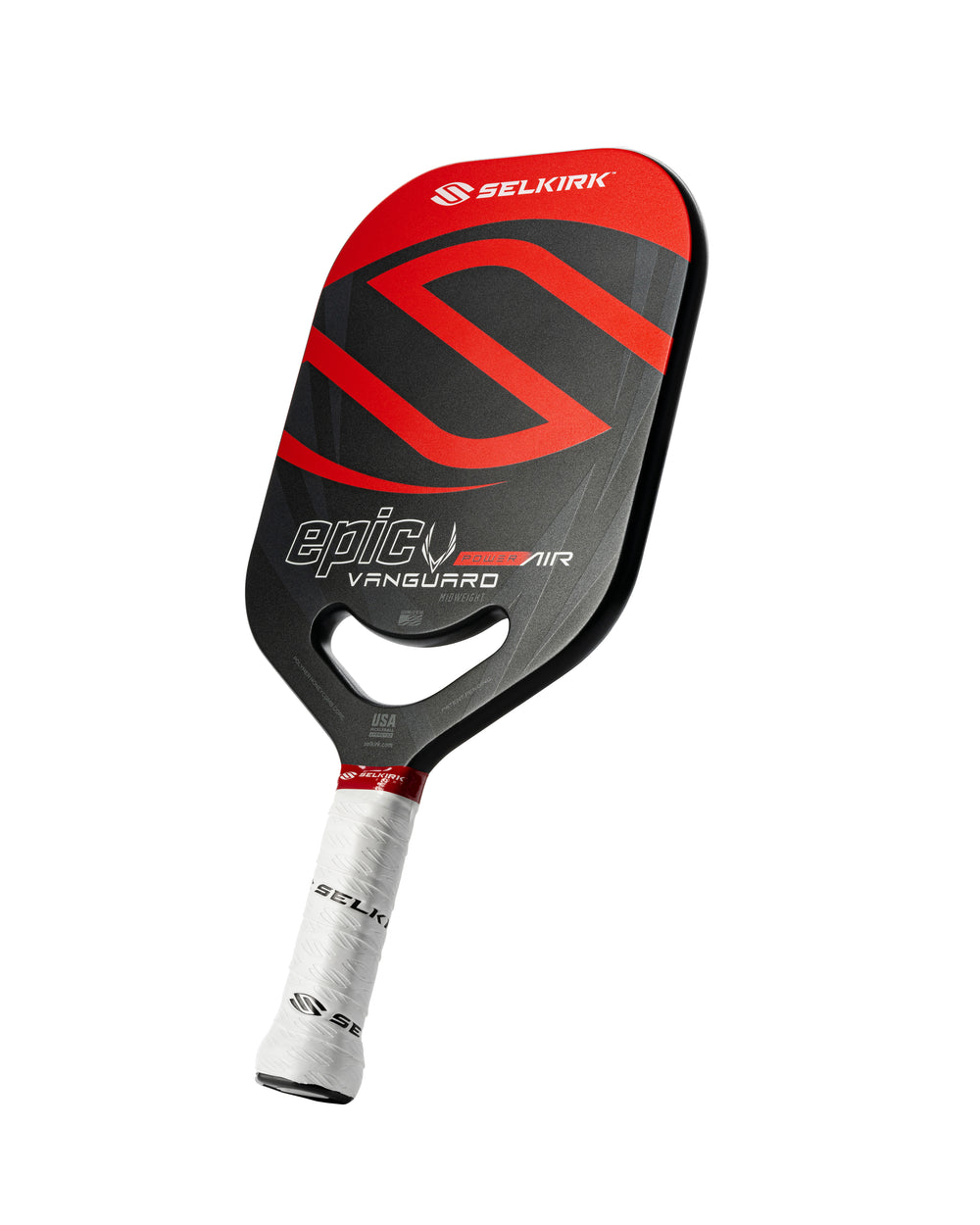 Selkirk VANGUARD Power Air Epic Pickleball Paddle with white and black design