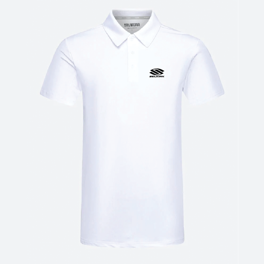 White Selkirk TruWear Men's Crest Lifestyle Performance Polo 2.0