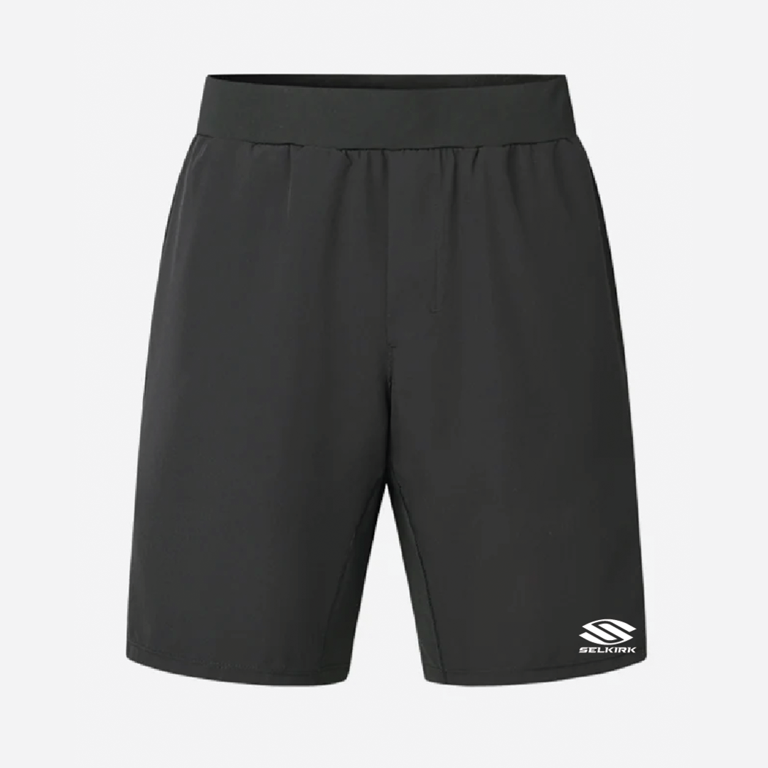 Selkirk TruWear Men's Criterion 2.0 Lifestyle Pickleball Workout Shorts in black and gray.