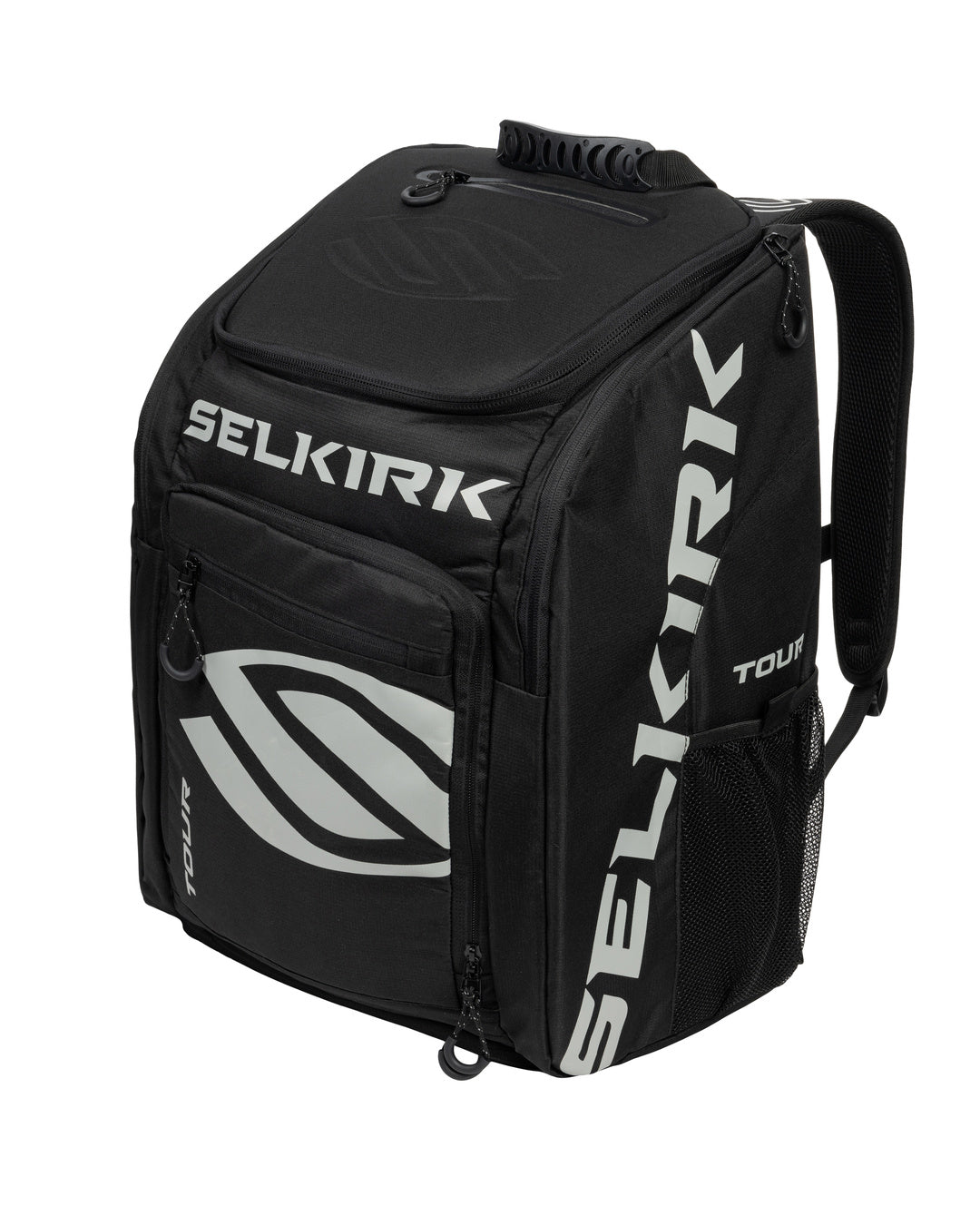 Selkirk Sport Core Line Tour Bag, black with logo, features multiple compartments.