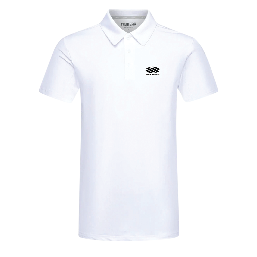 White Selkirk TruWear Men's Crest Lifestyle Performance Polo 2.0