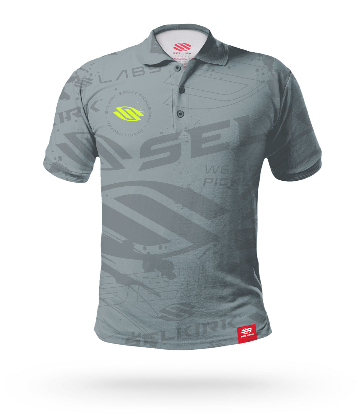 Crafted for Selkirk Sport pickleball athletes and fans, introducing the Selkirk Emblem Men's Polo pickleball shirt with Selkirk's Stretch-Wik Technology in Gray, Blue, and Green. Perfect for pickleball players.