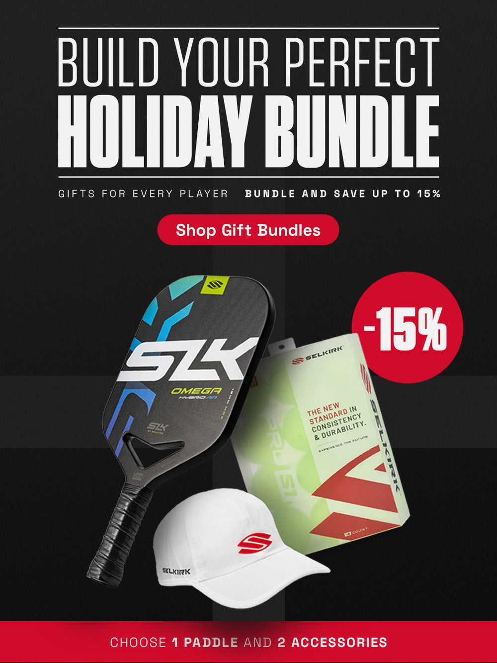 Selkirk Sport holiday pickleball bundle & pickleball sets. Pickleball gifts for the player in your life.