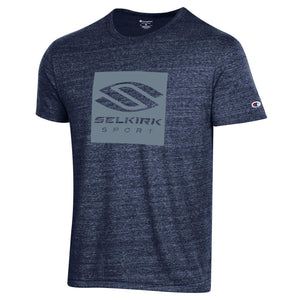 Selkirk Men's Box Logo Short Sleeve Crew - Champion Tri Blend - Blue / Small